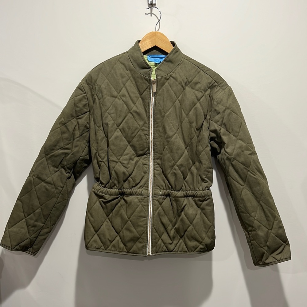 Draper James Olive Quilted Zip-Front Jacket